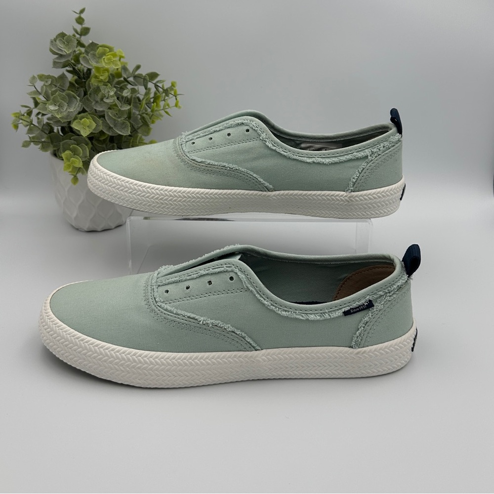 Sperry Women’s Topsider Canvas Crest Knot Surf Mint Green Shoes Size 9.5